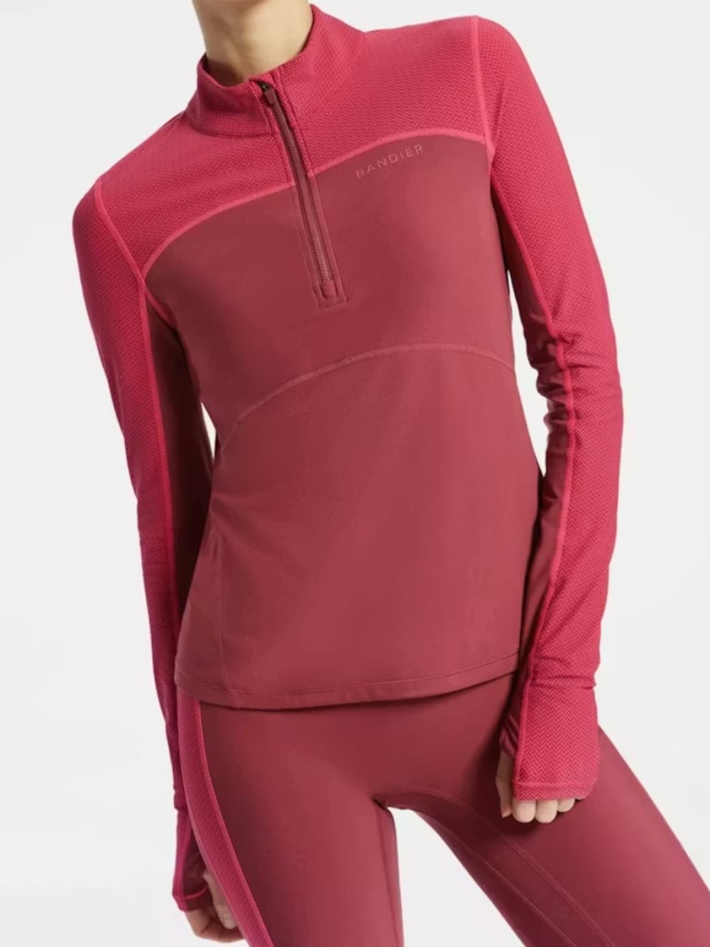 Bandier Pro Fleece 1/4 Zip Color Block Long Sleeve Top Size Small